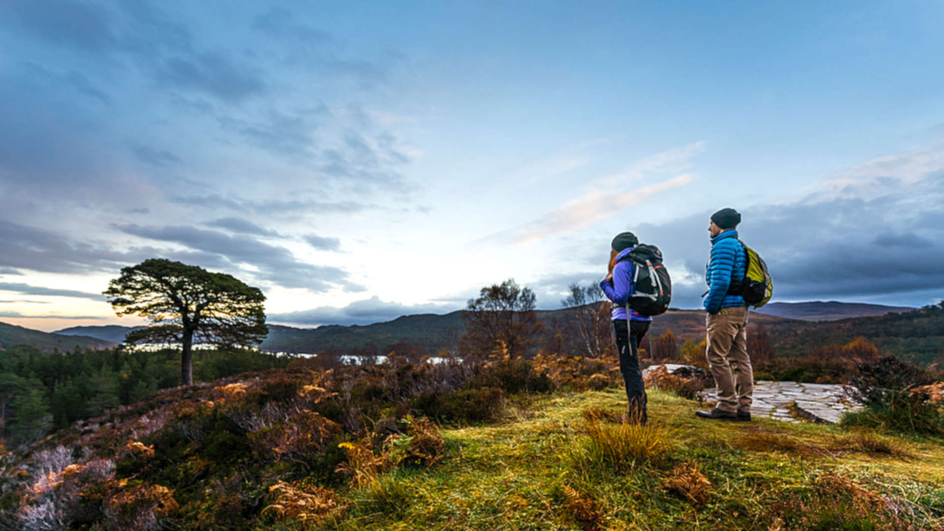 two people hiking