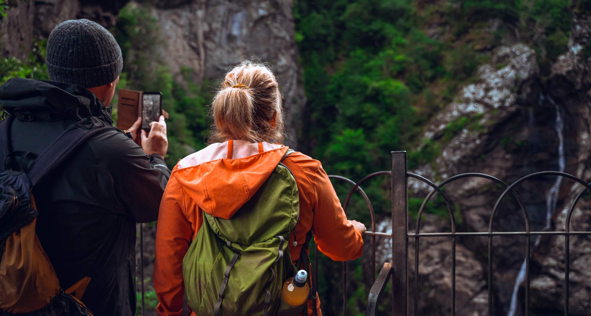 Couple at a waterfall