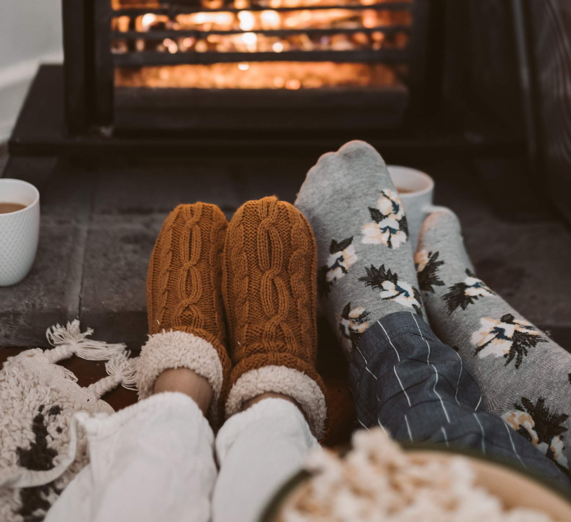 Feet near fire
