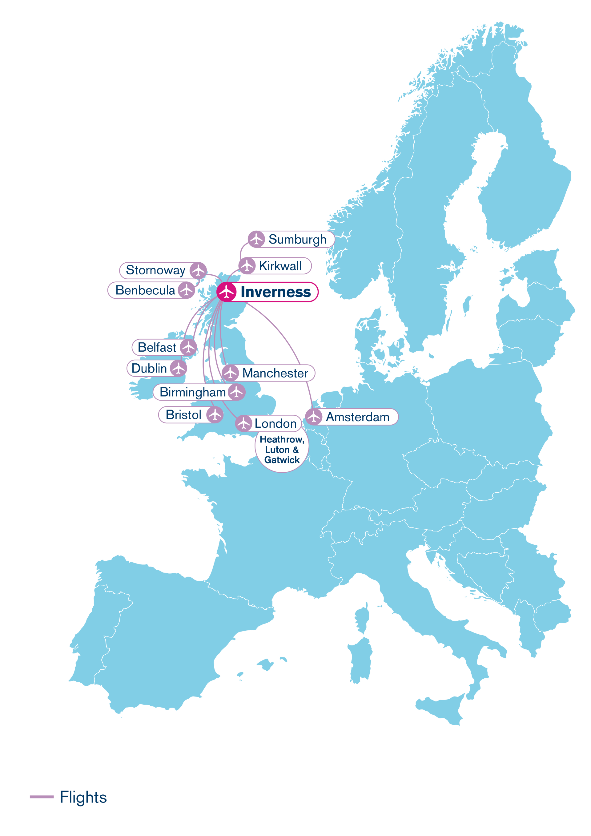 Map of flight routes