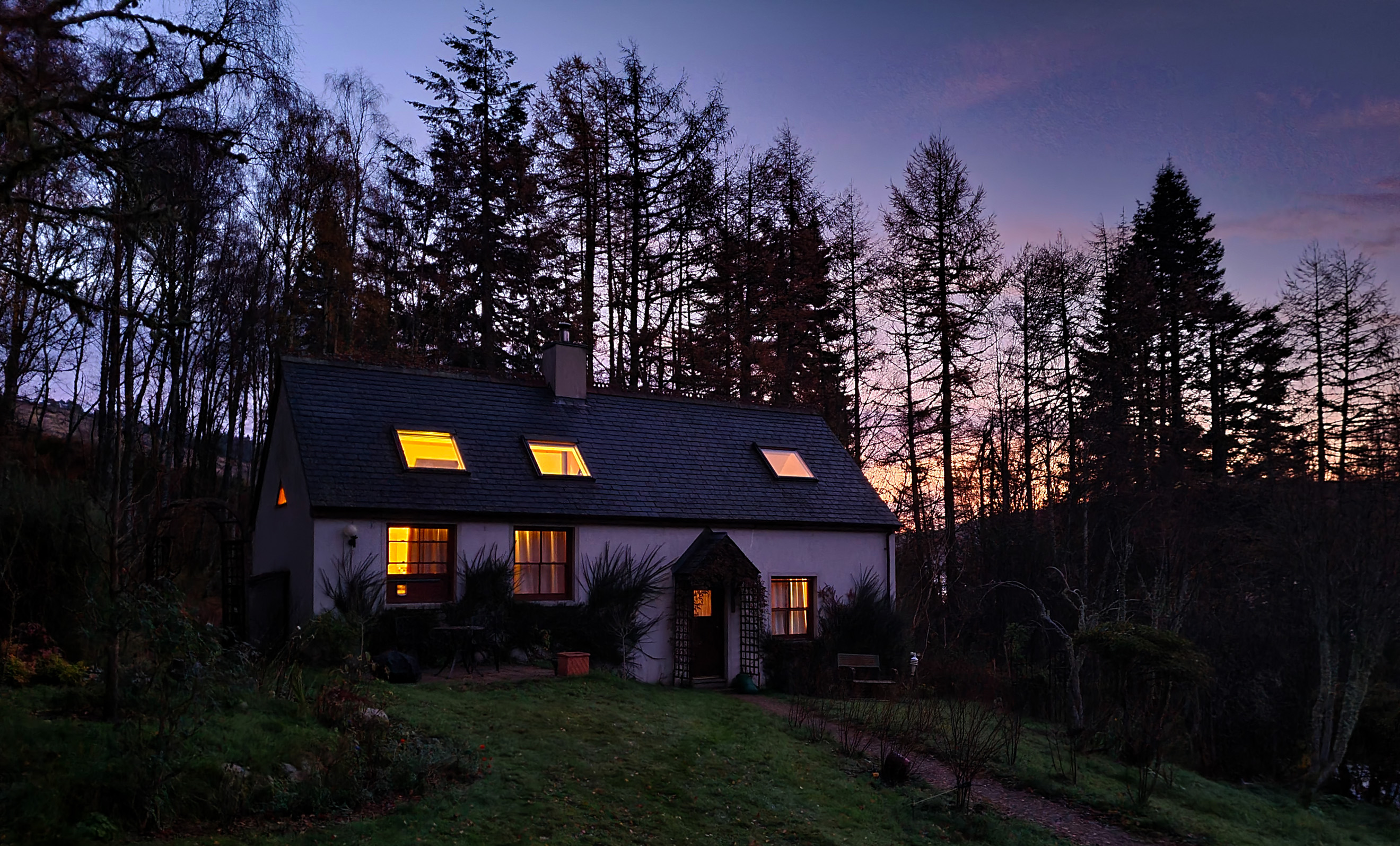 Cottage at night time 